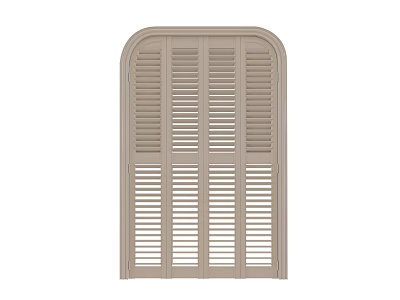 Beige Arched Top Window Shutter With Vertical Slats And Classic Design 3d model