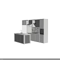 Modern Kitchen Interior With White And Gray Cabinets Marble Countertop Appliances
