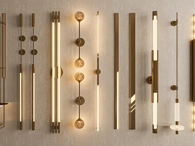 Modern Brass Slim Design Wall Lamps With Decorative Circular Accents 3d model
