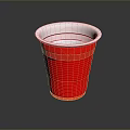 Red Disposable Plastic Cup with White Inner Rim on Dark Background with Reflection 3d model