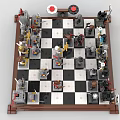Creative Building Blocks Chess Set With Black White Checkered Board And Detailed Figures