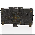 Ancient Industrial Mechanical Equipment With Metal Frame Wooden Components Large Central Gear And Worn Surface