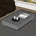 Black Modern Glossy Coffee Table with Tray Two Glasses and Open Book in Living Room