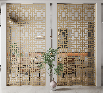 Light Luxury Partition Metal Partition Screen 3d model