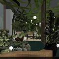 Relaxing Indoor Space With Natural Plants Bathtub And Green Ceiling Decor