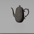 Vintage Metallic Teapot With Decorative Lid Curved Spout And Handle