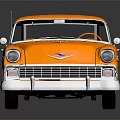 Vintage Orange And White Classic Car With Shiny Exterior And Retro Design