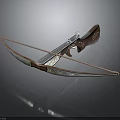 Classic Crossbow Design Featuring Silver Metal Frame And Carved Wooden Grip