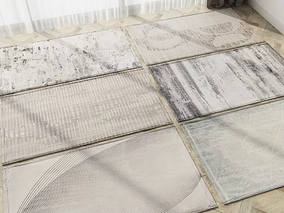 Stylish Square Rugs With Various Geometric Patterns And Neutral Tones For Living Room Floor Decoration 3d model