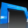Blue Event Entrance Archway with New Era Promotion Text and Modern Design