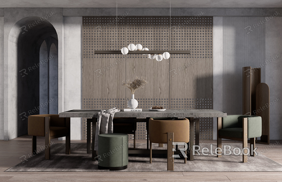 Modern Dining Table and Chair Combination model