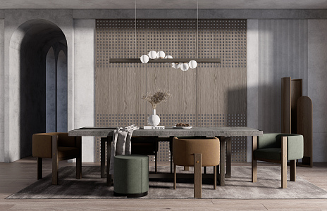 Modern Dining Table and Chair Combination 3d model