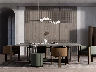Modern Dining Table and Chair Combination 3d model