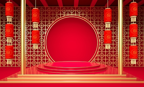 New Chinese Booth National Tide Booth Background 3d model