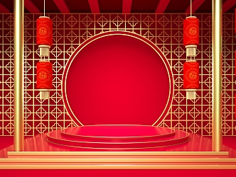 New Chinese Booth National Tide Booth Background 3d model