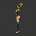 Female Warrior Character In Ornate Red Black Armor With Golden Decorations And Helmet