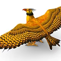 Striking Colorful Flying Bird with Spread Wings Vibrant Yellow Green Feathers and Crest
