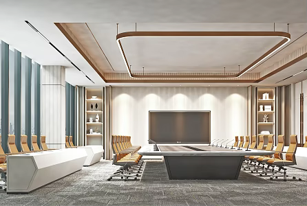 Modern Conference Room Company Office Conference Room Negotiation Room Report Room Report Hall Conference Tables and Chairs Wall Decoration Display Cabinet Background Wall 3d model