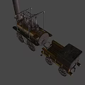 Vintage Steam Train Model With Tall Chimney Metal Wheels And Carriage Section