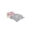 Double Bed With Pink And Gray Star Pattern Bedding And White Frame 3d model