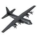 Two Black Commercial Passenger Aircraft With Multiple Propellers And Modern Design 3d model