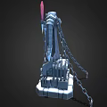 Frosty Ice Tower Architecture With Red Spire Chains And Ice Blocks