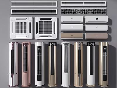 Air Conditioner Fans Various Types With Modern Design And Different Styles For Home Use 3d model