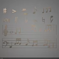 Wooden Musical Notes Symbols Wall Hanging with Treble Bass Clef Design