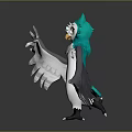 Friendly Anthropomorphic Owl 3D Character Model With Teal Head White Body And Spread Wings