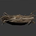Handmade Natural Plant Twig Bird Nest Structure Isolated On White Background