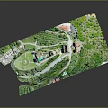 Lush Green Natural Landscape With Grassy Areas Trees Vegetation Pathways And Circular Field