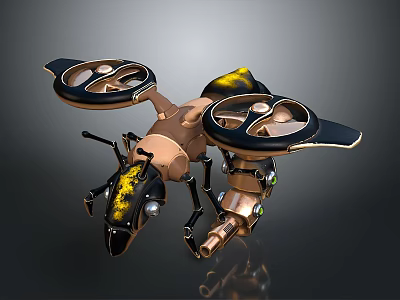 Mechanical Insect Weapon Design Featuring Dual Flying Rotors And Leg Structures 3d model