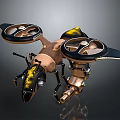 Mechanical Insect Weapon Design Featuring Dual Flying Rotors And Leg Structures 3d model