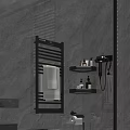 Modern Bathroom Accessories With Towel Rack Wall Shelves Hair Dryer And Toilet Paper Holder