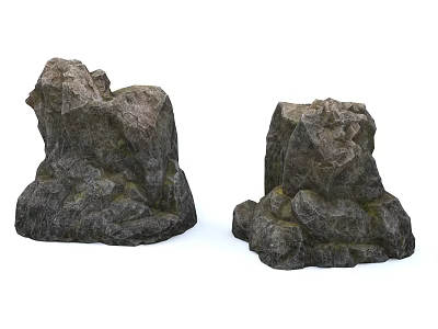 Two Rustic Stone and Wood Decorative Pieces with Natural Shape for Home Decor 3d model