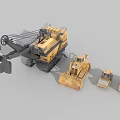 Construction Functional Vehicles with Different Sizes Excavator Bulldozer and Roller 3d model