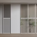 Decorative Screens with Mesh and Lattice Patterns in Modern Interior and Green Plant Behind