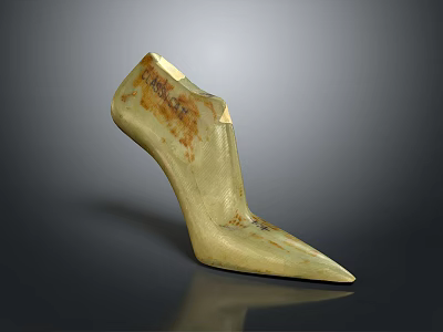 Beige Brown Textured High Heels With Pointed Toe And Unique Design 3d model