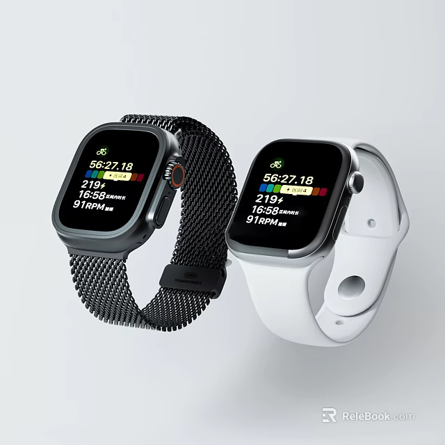 Smartwatch With Health Activity Data Display And Fitness Tracking Features Black White Straps 3d model 