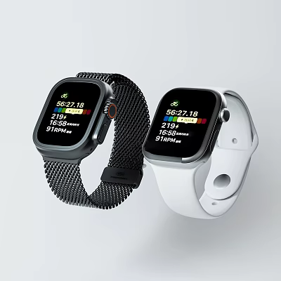 Smartwatch With Health Activity Data Display And Fitness Tracking Features Black White Straps 3d model