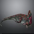 Vibrant Artistic Dinosaur Model With Red Green Stripes And Crest Prehistoric Creature