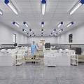 Modern Laboratory Interior With Lab Personnel Advanced Equipment And Ceiling Lighting