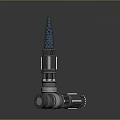 Metallic Bullet with Blue Sharp Tip and Detached Cartridge Case on Dark Reflective Surface