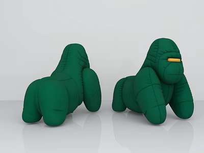 Green Inflatable Gorilla Air Models With Yellow Eyes In Crawling Position 3d model