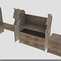 Wooden Furniture Collection With Horse Head Design Shelves And Drawer Cabinets