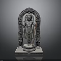 Intricate Figure Sculpture With Detailed Carvings Ornate Arch Design And Decorative Base