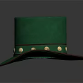 Stylish Green Tall Hat With Brown Brim And Golden Studs For Daily Use