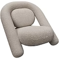 Modern Accent Chair With Plush Beige Fabric Rounded Back And Curved Arms Design