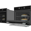 Modern Kitchen Oven Appliance With Open Closed Door And Baking Tray 3d model