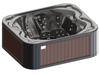 Modern Dark Brown Whirlpool Bathtub With Jetted Nozzles And Ribbed Base 3d model